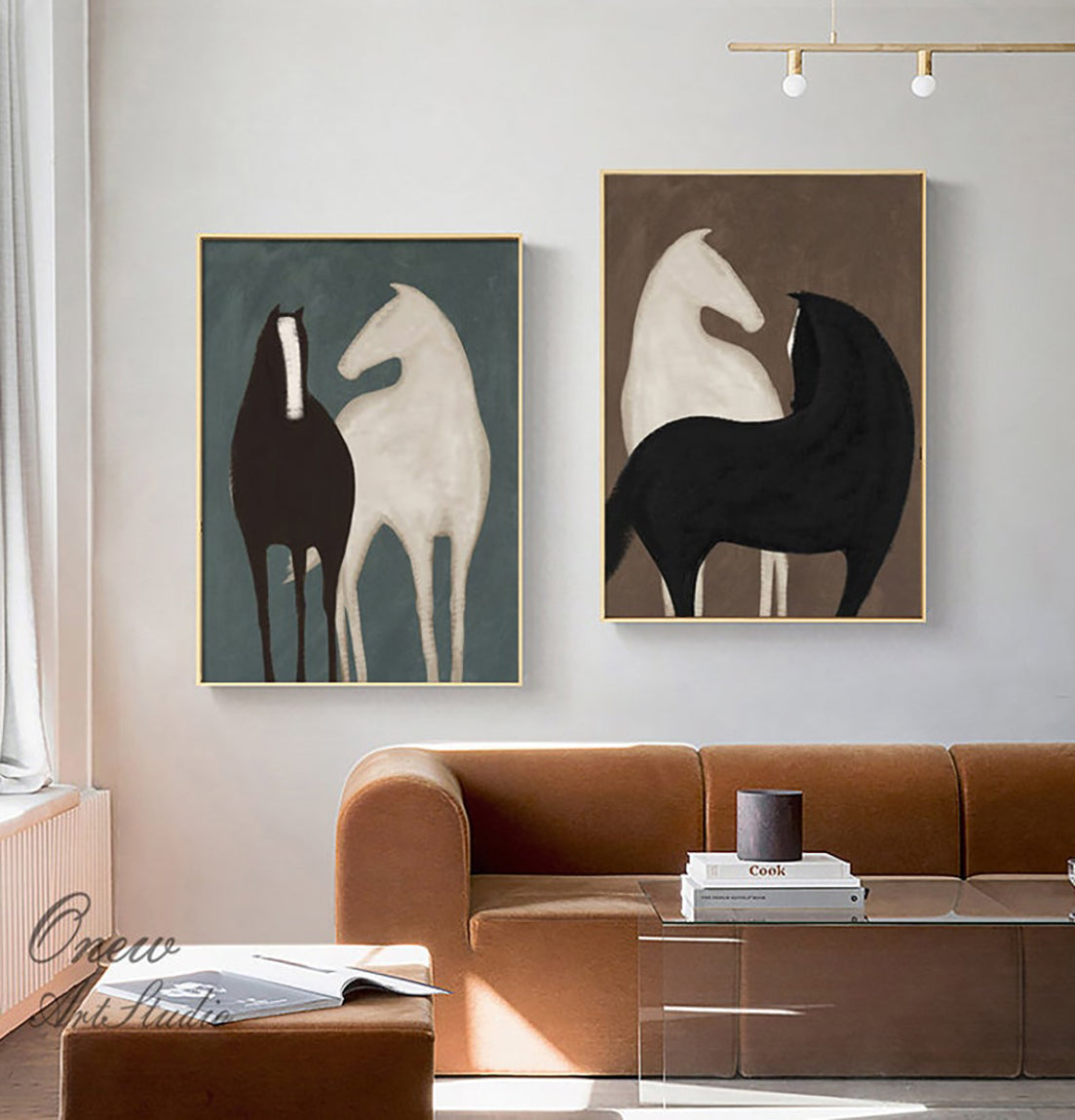 Black and White Fabric Horse Wall Decor