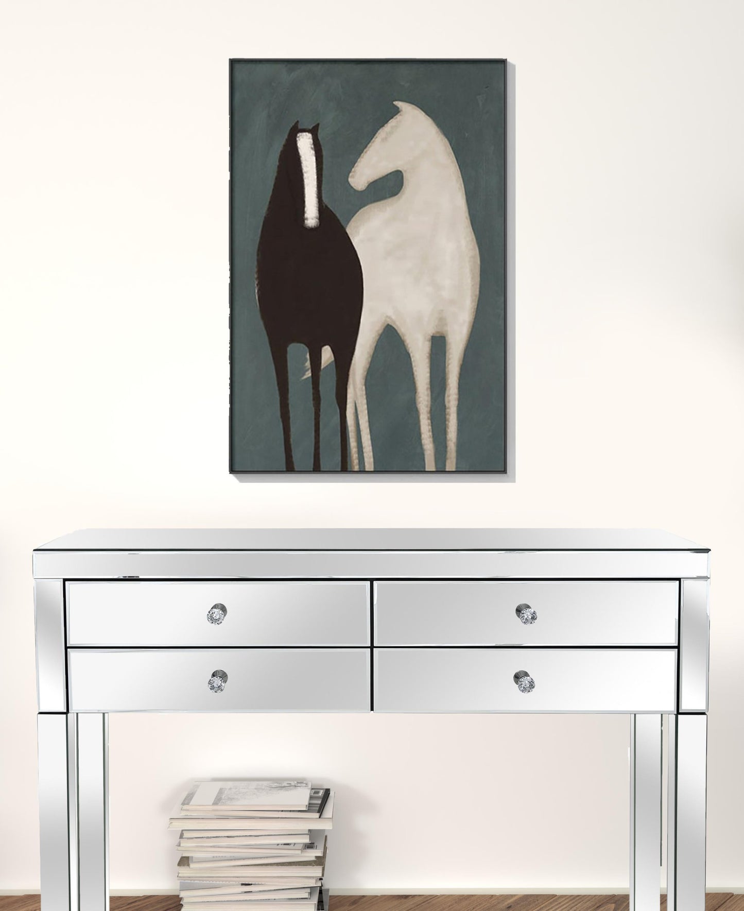 Black and White Fabric Horse Wall Decor