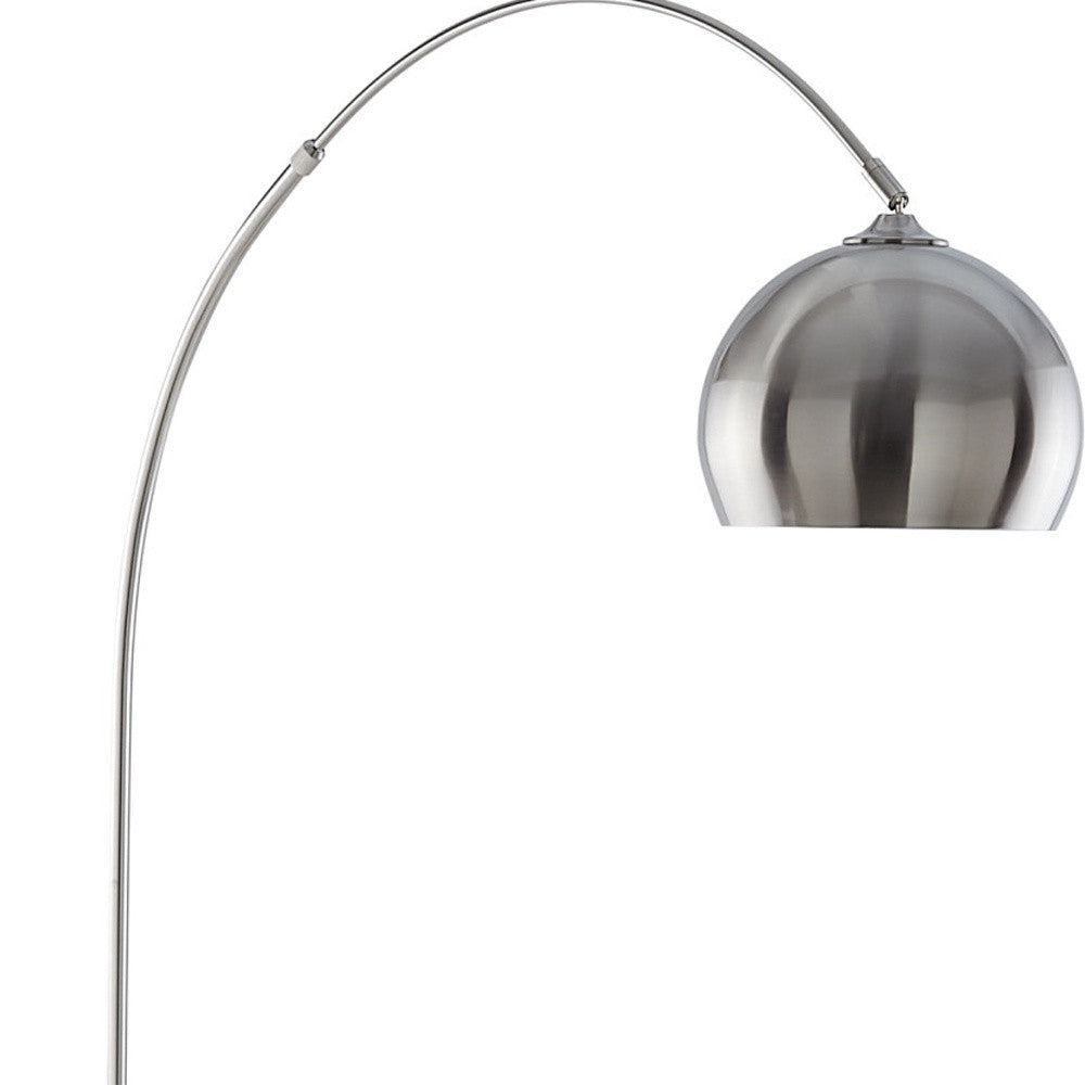 76" Brass Arched Floor Lamp With Black Dome Shade