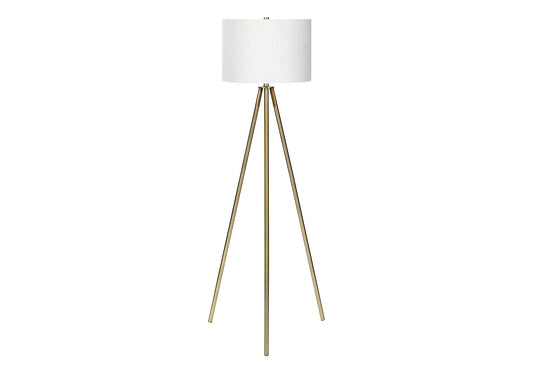 63" Matte Gold Floor Lamp with Cream Drum Shade