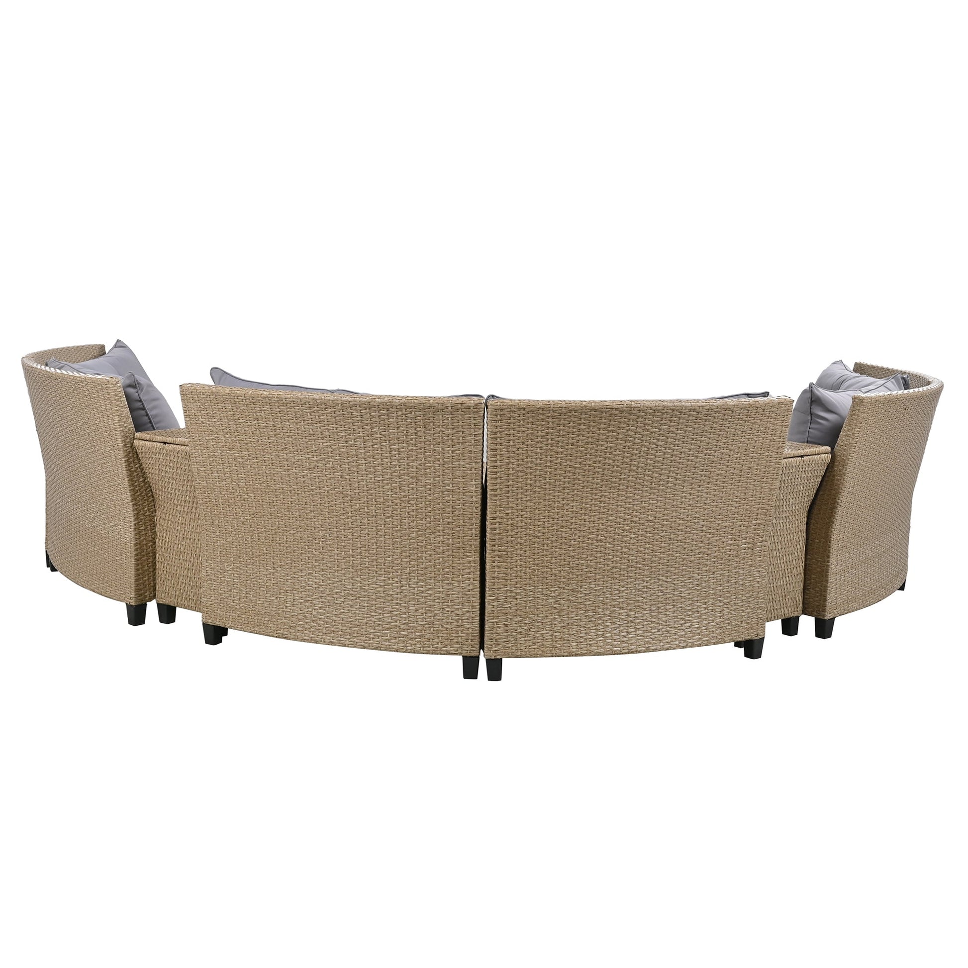 Style 6-Person Rattan Suit Combination for Garden-5