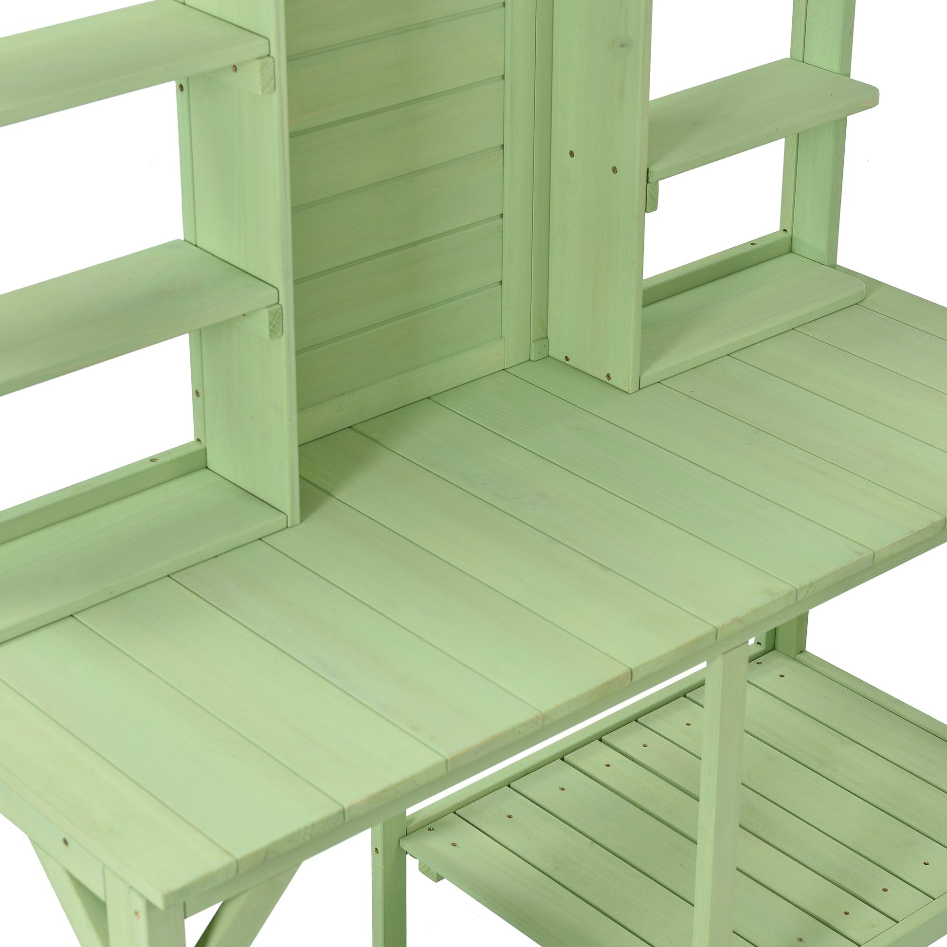 TOPMAX 64.6" Large Outdoor Potting Bench (Green)-16