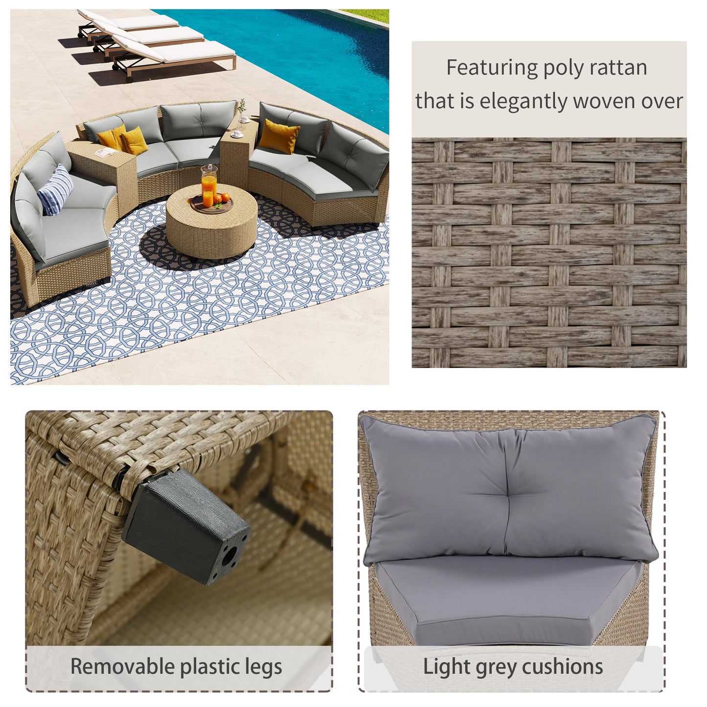 Style 6-Person Rattan Suit Combination for Garden-18