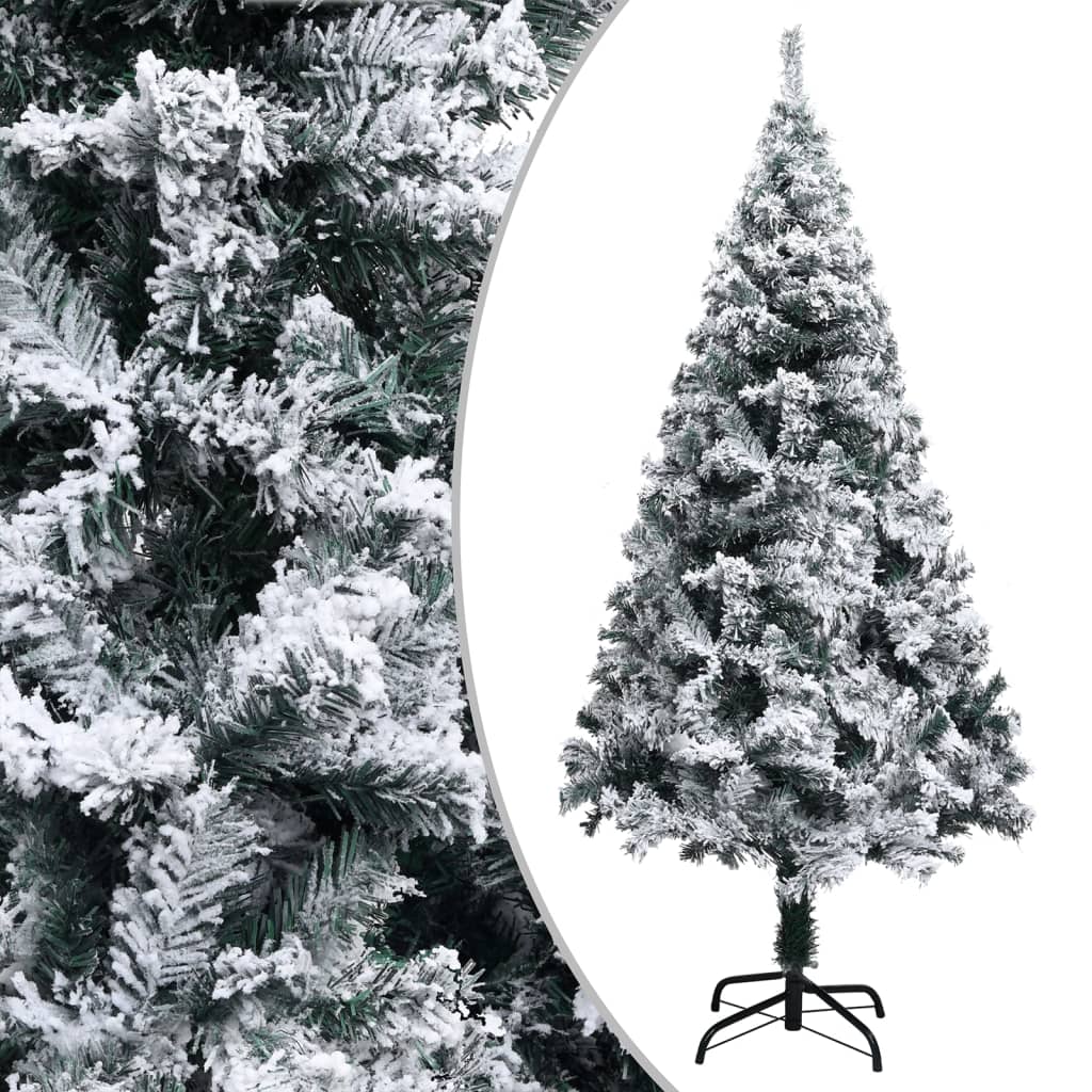 vidaXL Artificial Christmas Tree with LEDs&Flocked Snow Green Xmas Multi Sizes-1