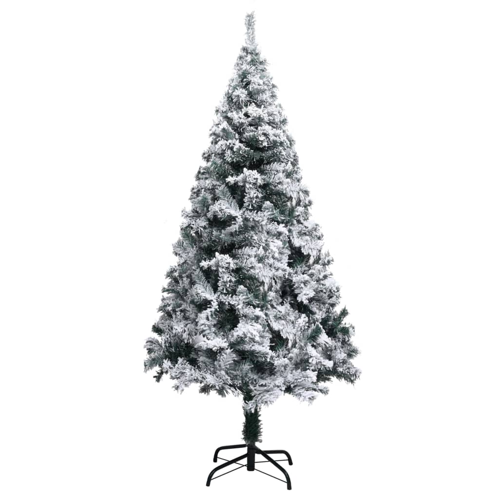 vidaXL Artificial Christmas Tree with LEDs&Flocked Snow Green Xmas Multi Sizes-2