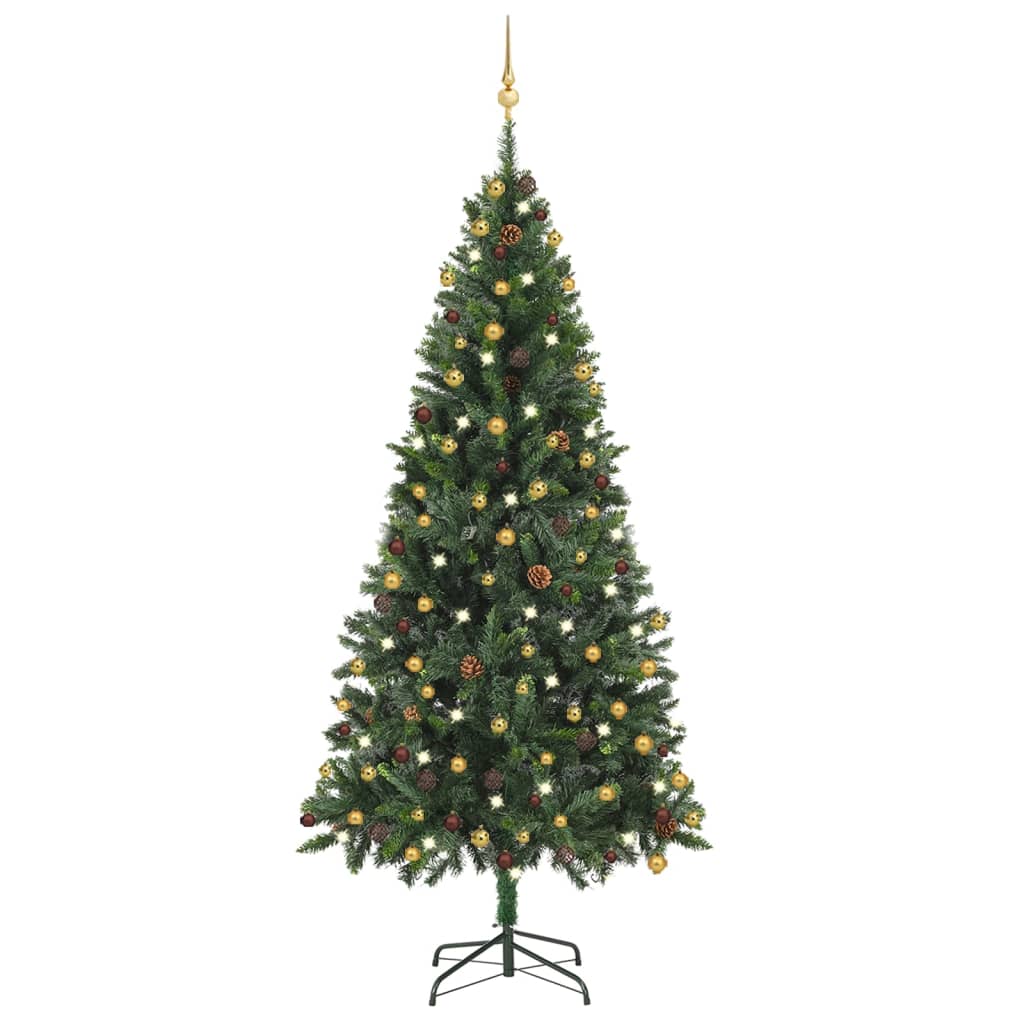 vidaXL Artificial Christmas Tree with LEDs&Ball Set&Pine Multi Colors/Sizes-4