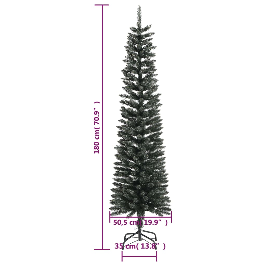 vidaXL Artificial Slim Christmas Tree with Stand Green PVC Decor Multi Sizes-16