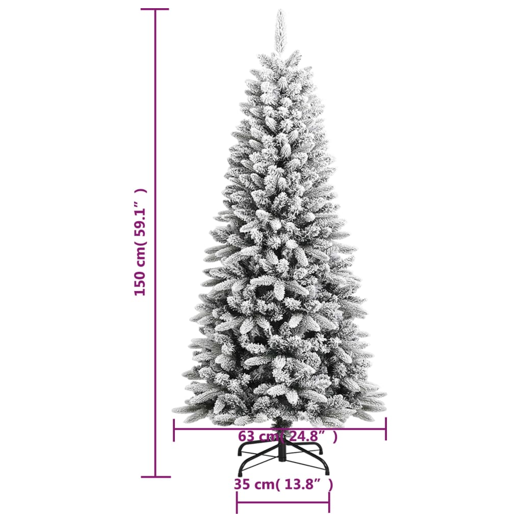 vidaXL Artificial Christmas Tree with Flocked Snow PVC&PE Decor Multi Sizes-11