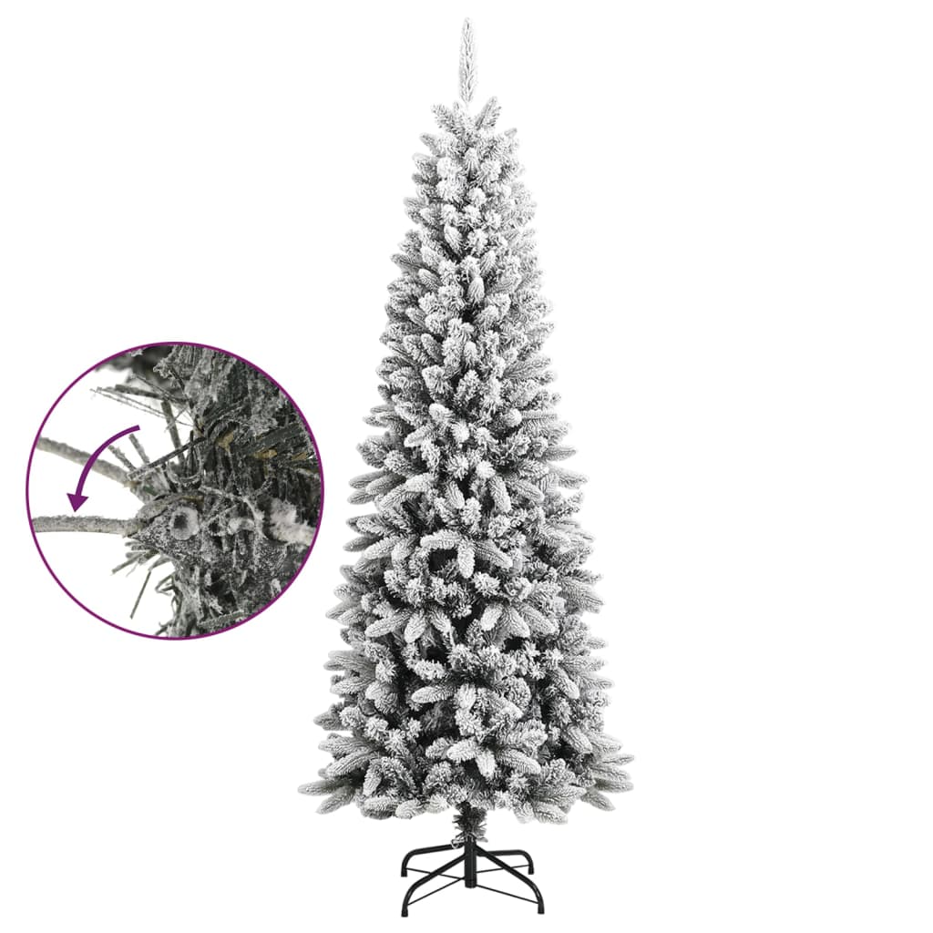 vidaXL Artificial Christmas Tree with Flocked Snow PVC&PE Decor Multi Sizes-34