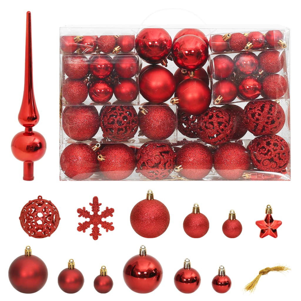 vidaXL 111 Piece Christmas Bauble Set Black Polystyrene-31