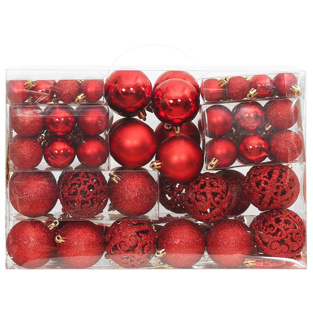 vidaXL 111 Piece Christmas Bauble Set Black Polystyrene-32