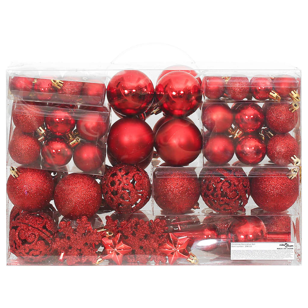 vidaXL 111 Piece Christmas Bauble Set Black Polystyrene-33