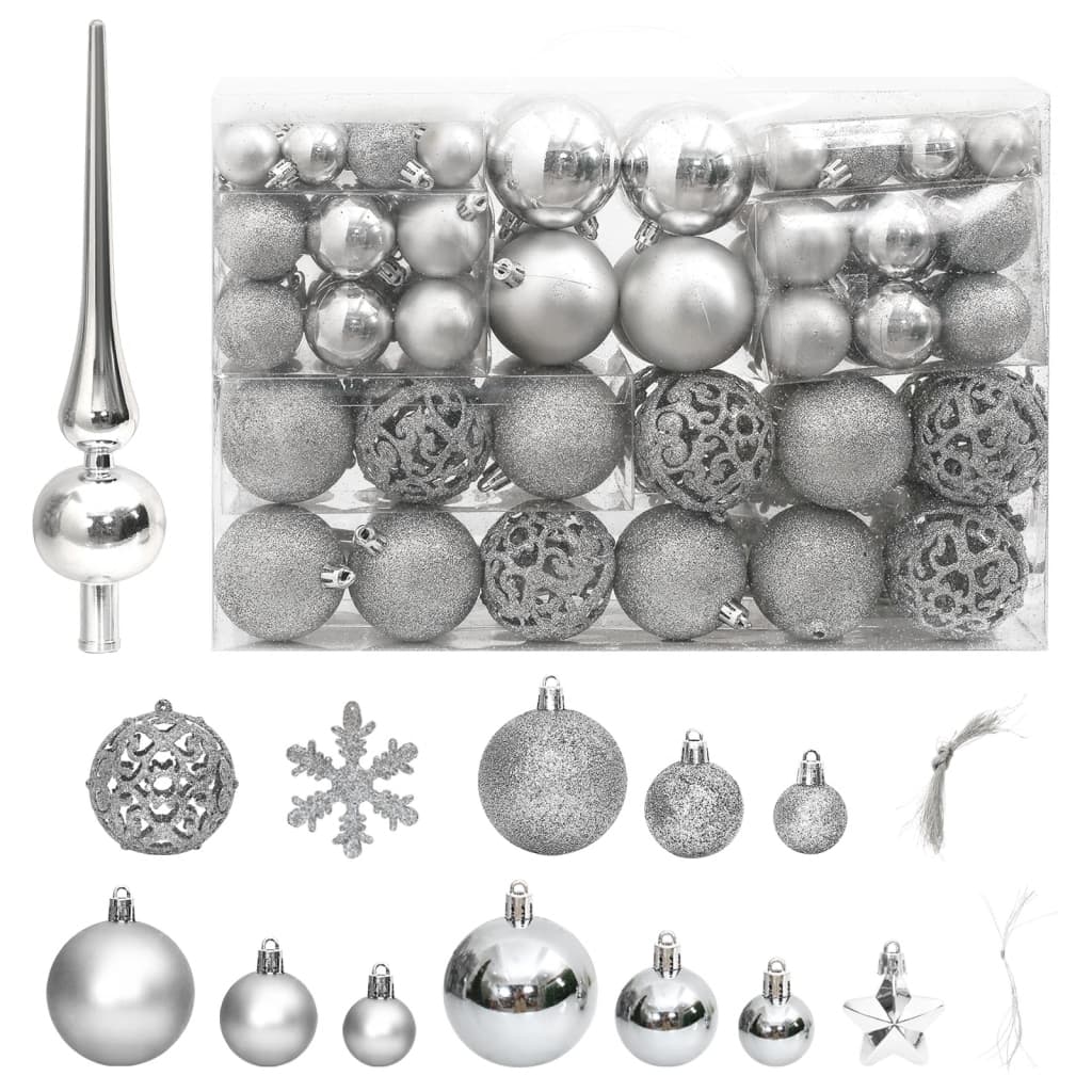 vidaXL 111 Piece Christmas Bauble Set Black Polystyrene-55