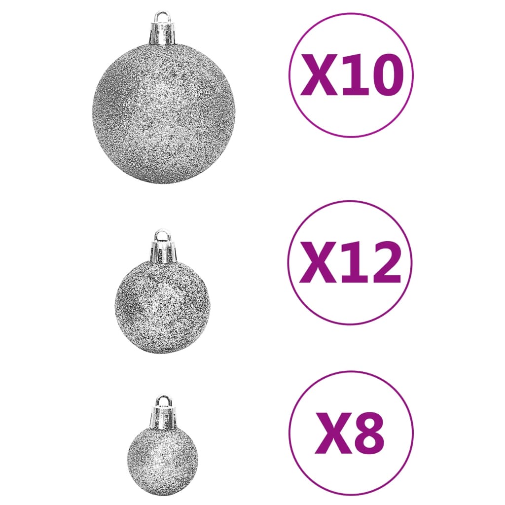 vidaXL 111 Piece Christmas Bauble Set Black Polystyrene-69