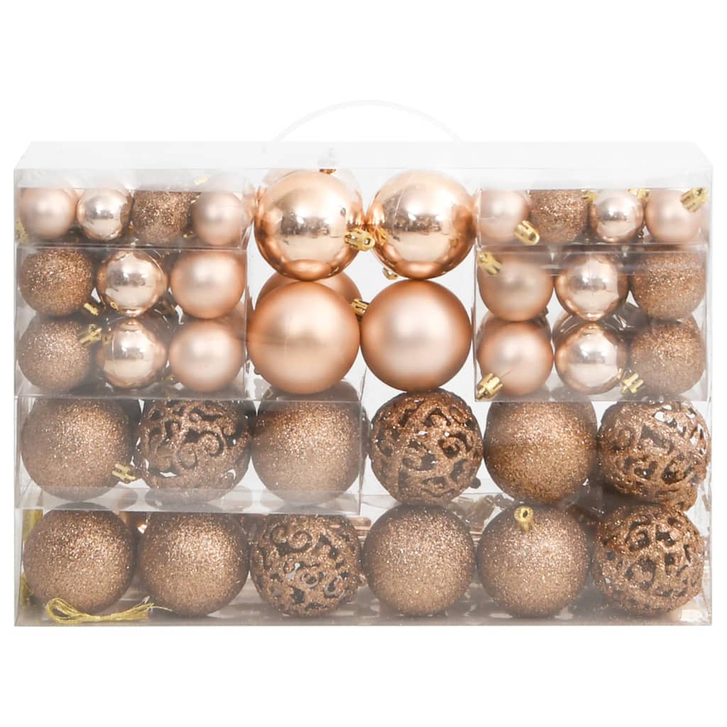 vidaXL 111 Piece Christmas Bauble Set Black Polystyrene-49