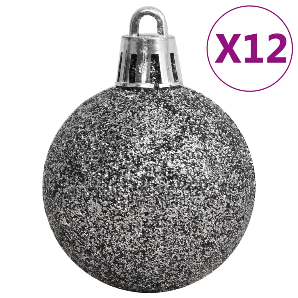 vidaXL 111 Piece Christmas Bauble Set Black Polystyrene-16