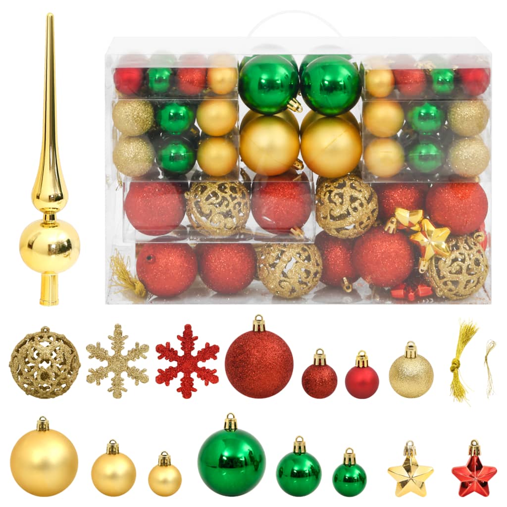 vidaXL 111 Piece Christmas Bauble Set Black Polystyrene-60