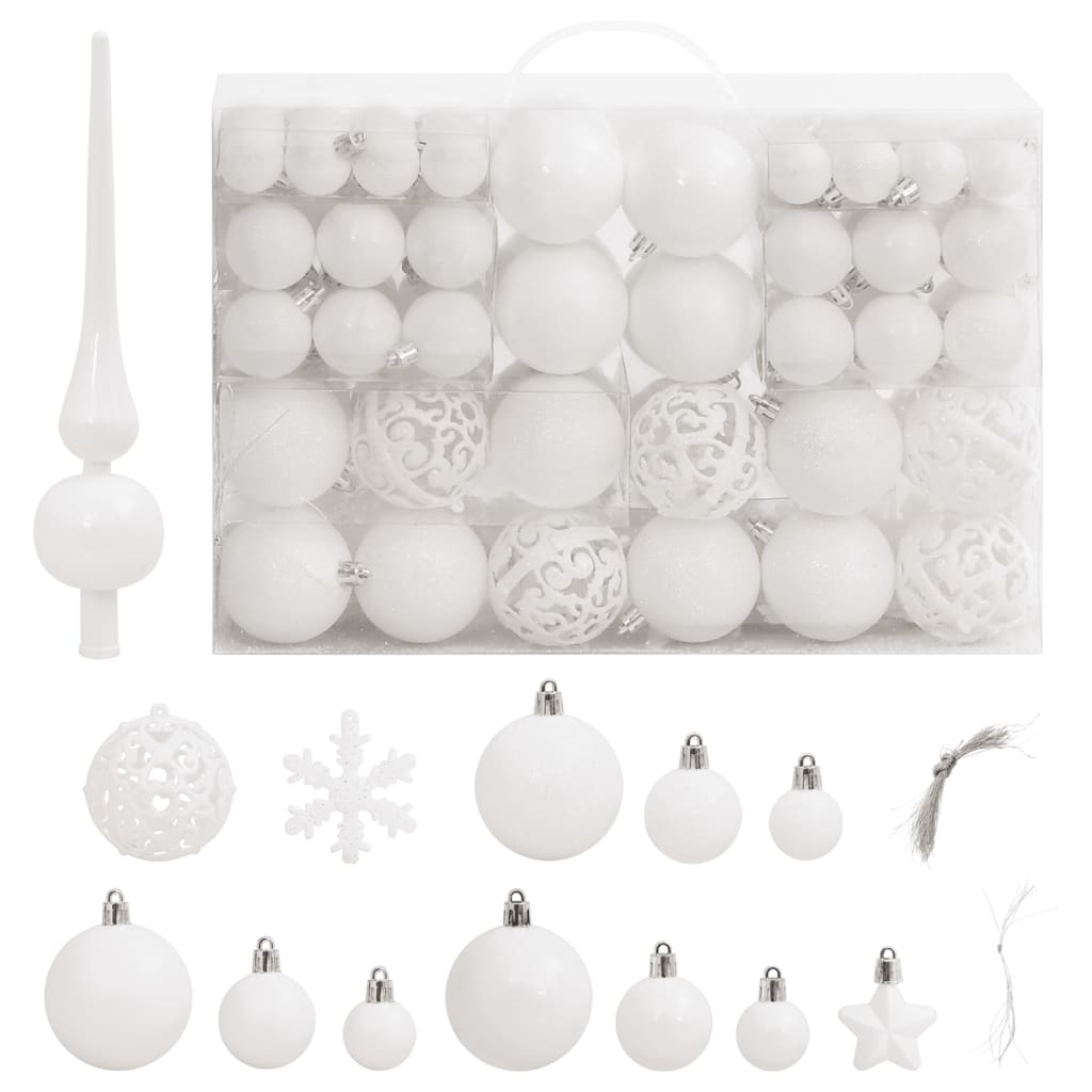 vidaXL 111 Piece Christmas Bauble Set Black Polystyrene-72