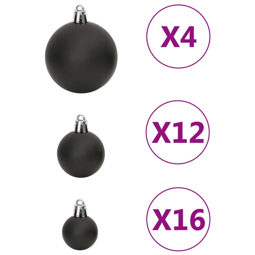 vidaXL 111 Piece Christmas Bauble Set Black Polystyrene-22