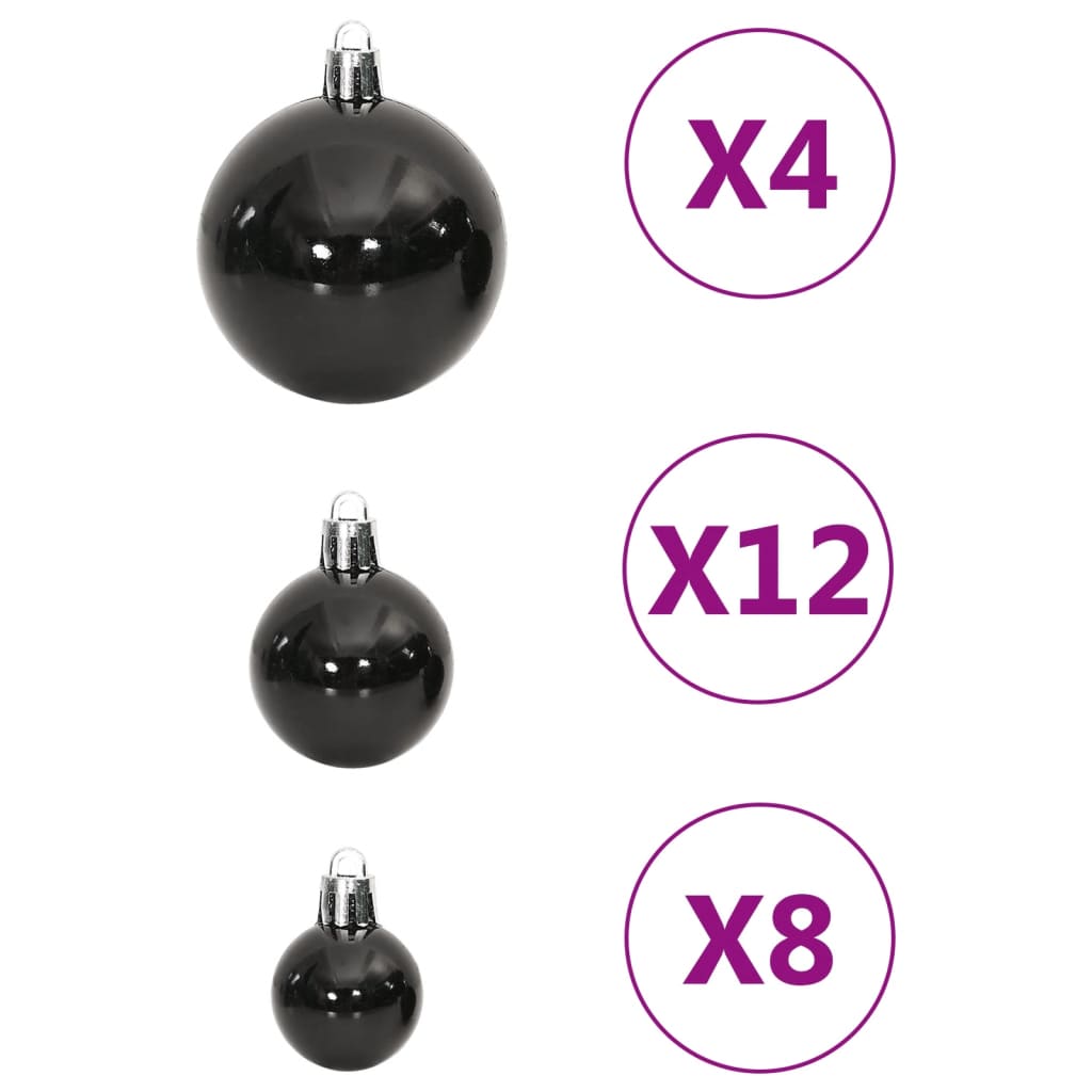 vidaXL 111 Piece Christmas Bauble Set Black Polystyrene-23