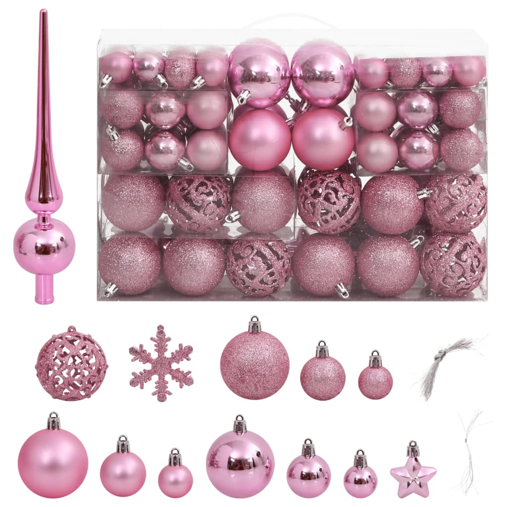 vidaXL 111 Piece Christmas Bauble Set Black Polystyrene-67