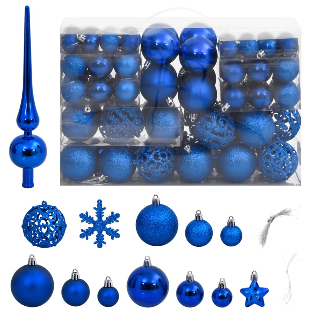 vidaXL 111 Piece Christmas Bauble Set Black Polystyrene-25