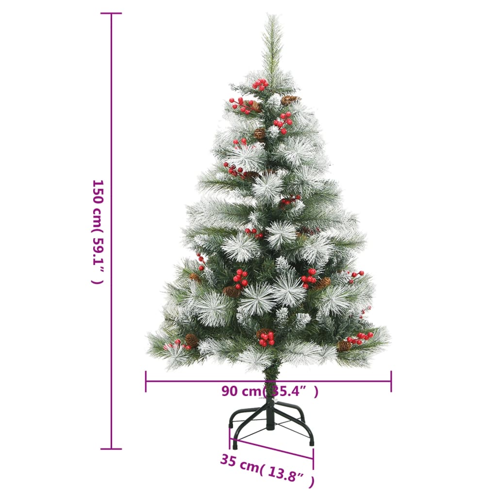 vidaXL Christmas Tree Artificial Hinged Christmas Tree with Cones and Berries-17