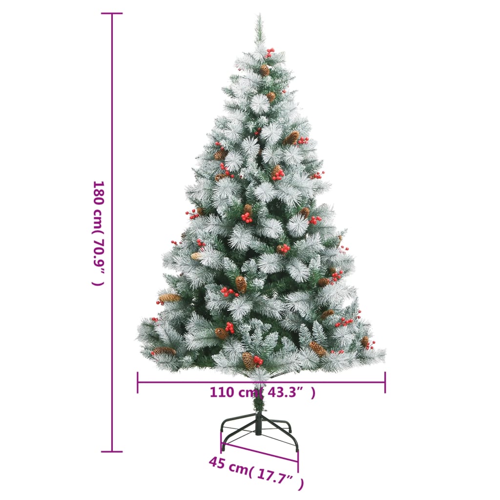 vidaXL Christmas Tree Artificial Hinged Christmas Tree with Cones and Berries-26