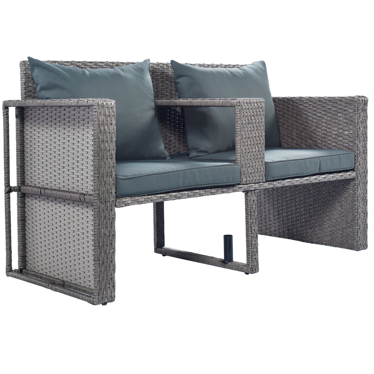 TOPMAX All-Weather PE Wicker Rattan Sofa Set with Side Table for Umbrella-16