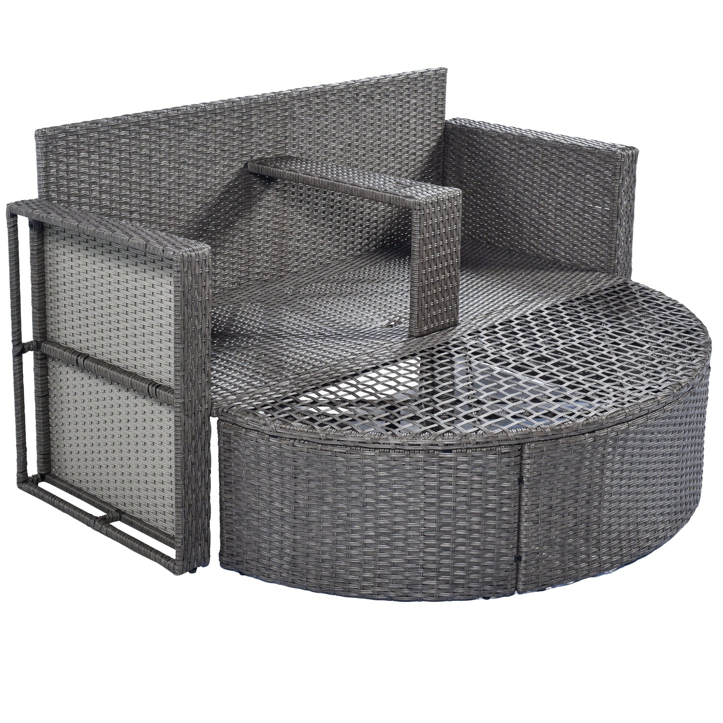 TOPMAX All-Weather PE Wicker Rattan Sofa Set with Side Table for Umbrella-9