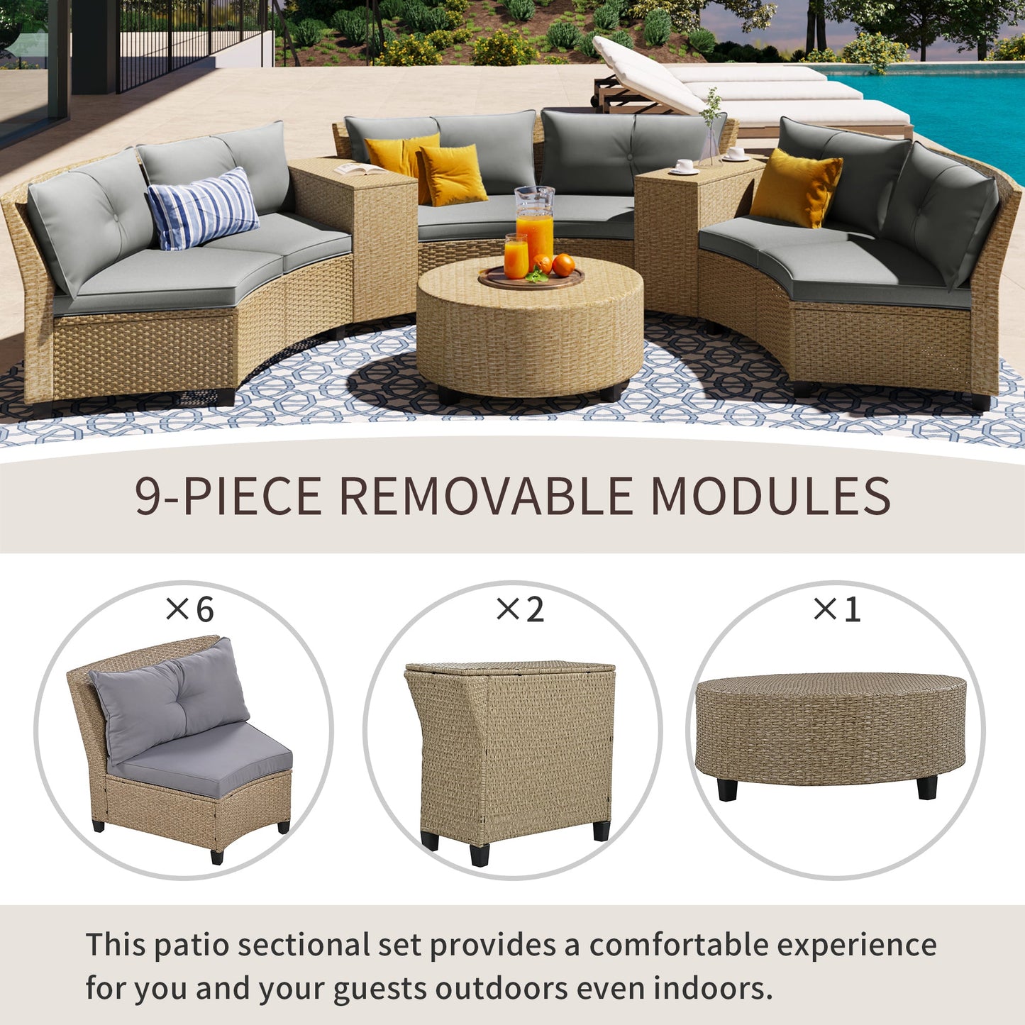 Style 6-Person Rattan Suit Combination for Garden-20