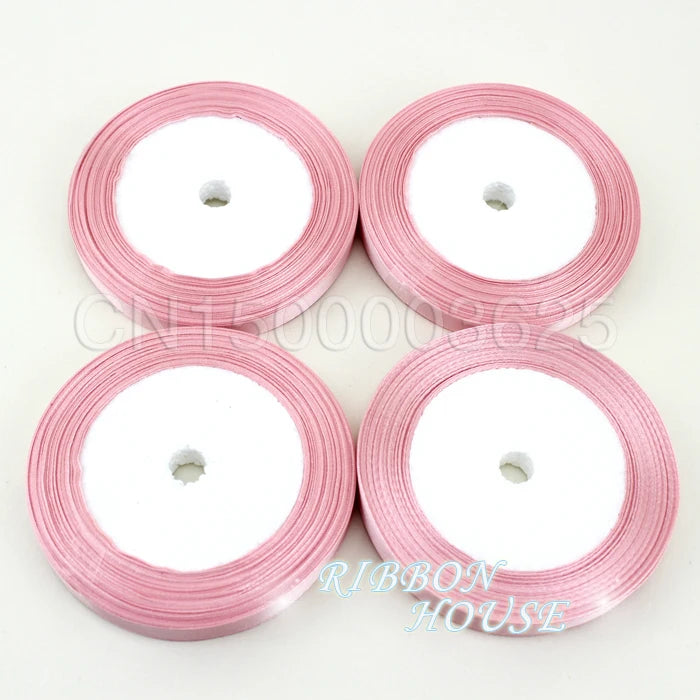 (25 yards/roll) 3/8" (10mm) Pink Single Face Satin Ribbon Webbing Decoration Gift Christmas Ribbons