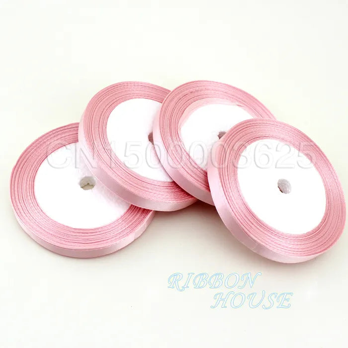 (25 yards/roll) 3/8" (10mm) Pink Single Face Satin Ribbon Webbing Decoration Gift Christmas Ribbons