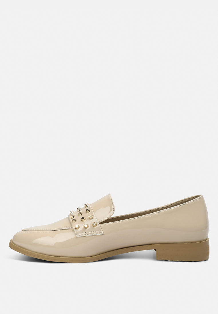 meanbabe semicasual stud detail patent loafers-17