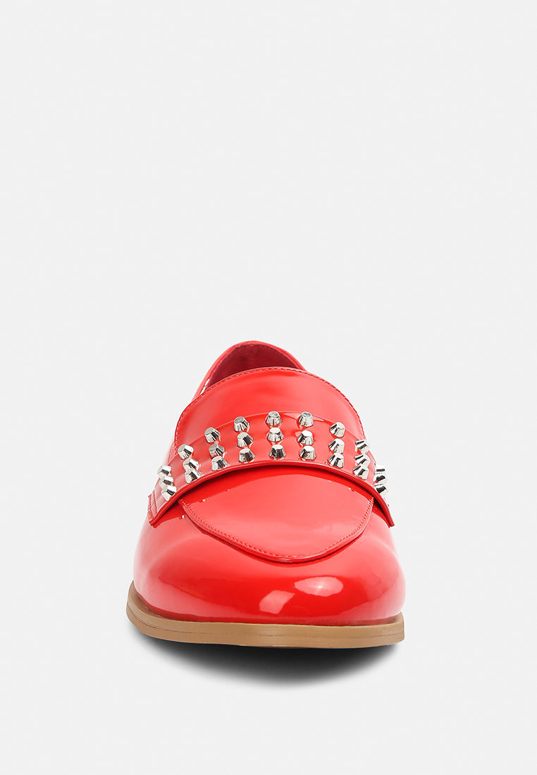 meanbabe semicasual stud detail patent loafers-2