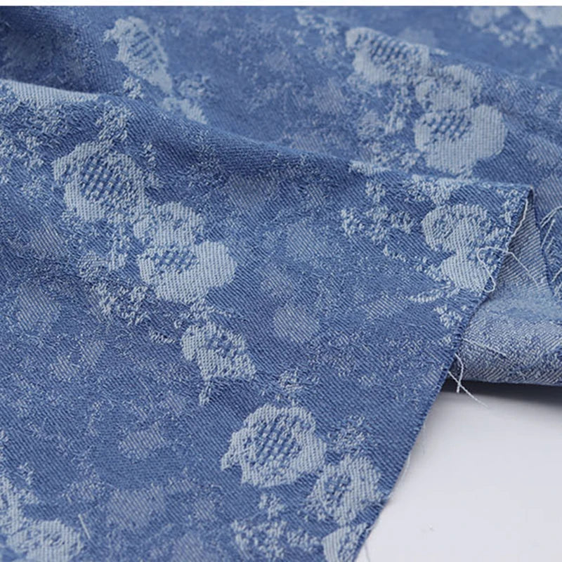 Floral Pattern Jeans Fabric Thick After Washed Denim DIY Sewing Pants Coat Blazer Handcrafts Needlework Telas 50X160cm