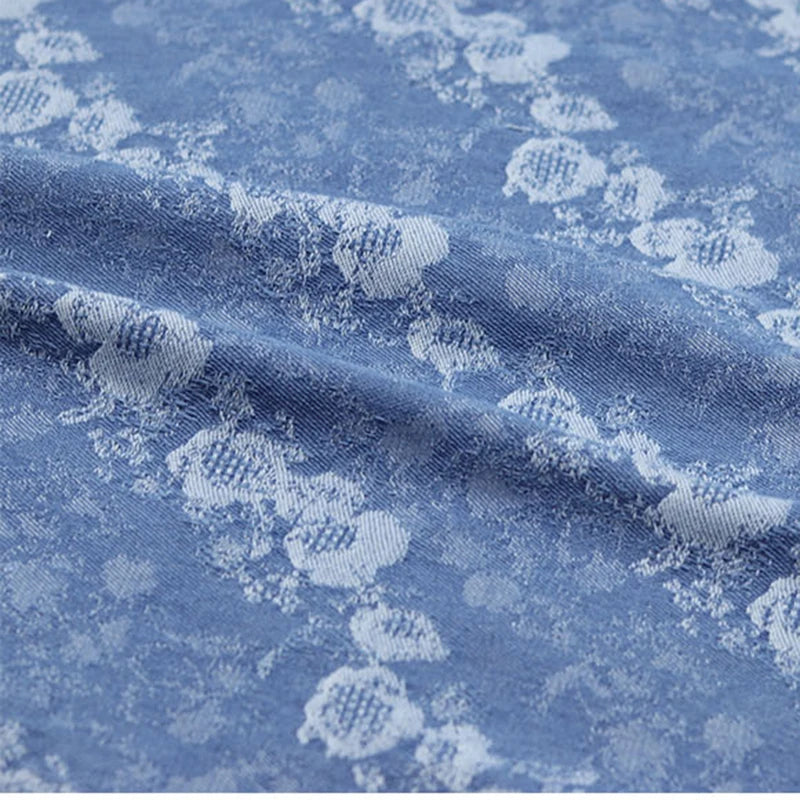 Floral Pattern Jeans Fabric Thick After Washed Denim DIY Sewing Pants Coat Blazer Handcrafts Needlework Telas 50X160cm