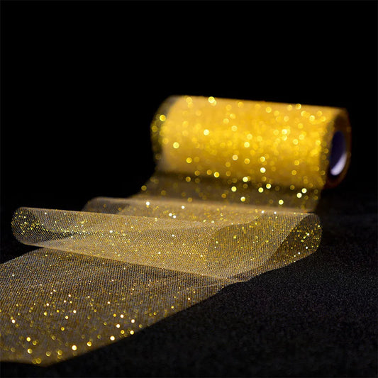 Silver Tulle Roll Tulle organza 25Yards Wedding Decoration Gold Sequin Laser Sparkly Glitter Sequin Tulles Mesh Party Supplies