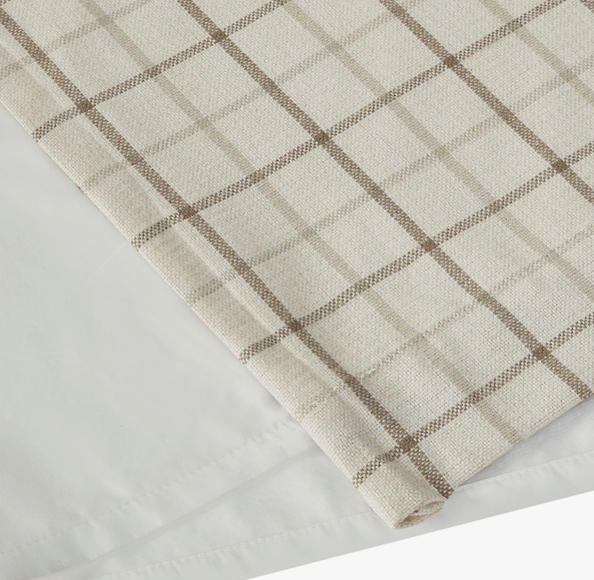 Plaid Fleece Lining Window Panel, Ivory