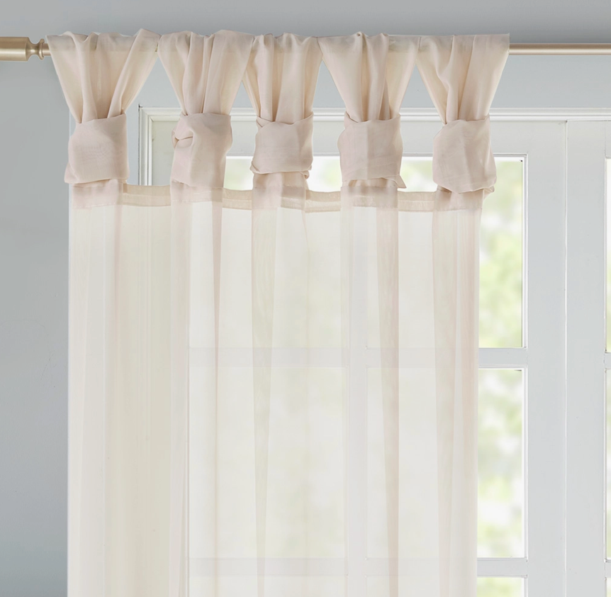 Cortinas de gasa transparente con lengüeta giratoria, marfil