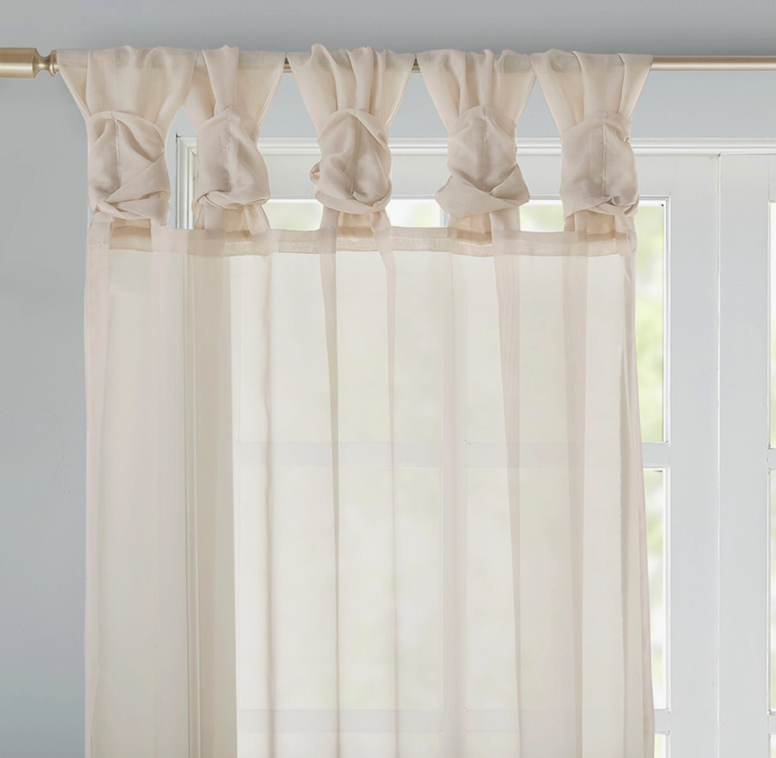 Cortinas de gasa transparente con lengüeta giratoria, marfil