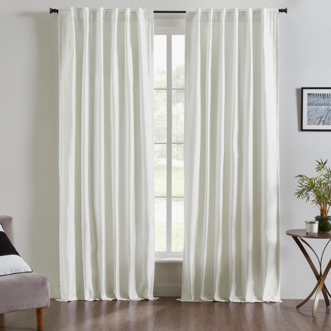 Valencia Solid Faux Silk Taffeta, Curtain Panel