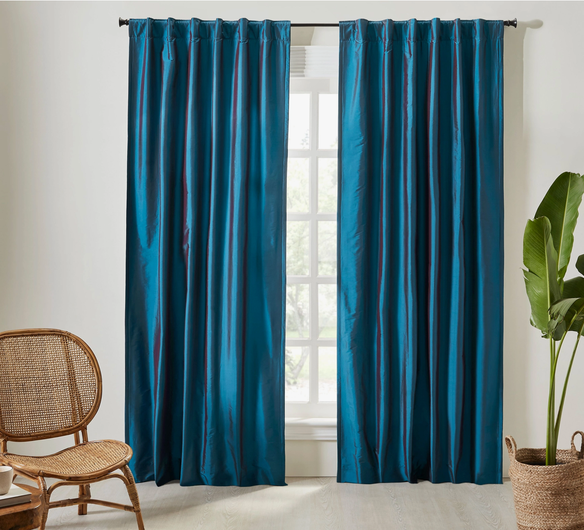 Valencia Solid Faux Silk Taffeta, Curtain Panel