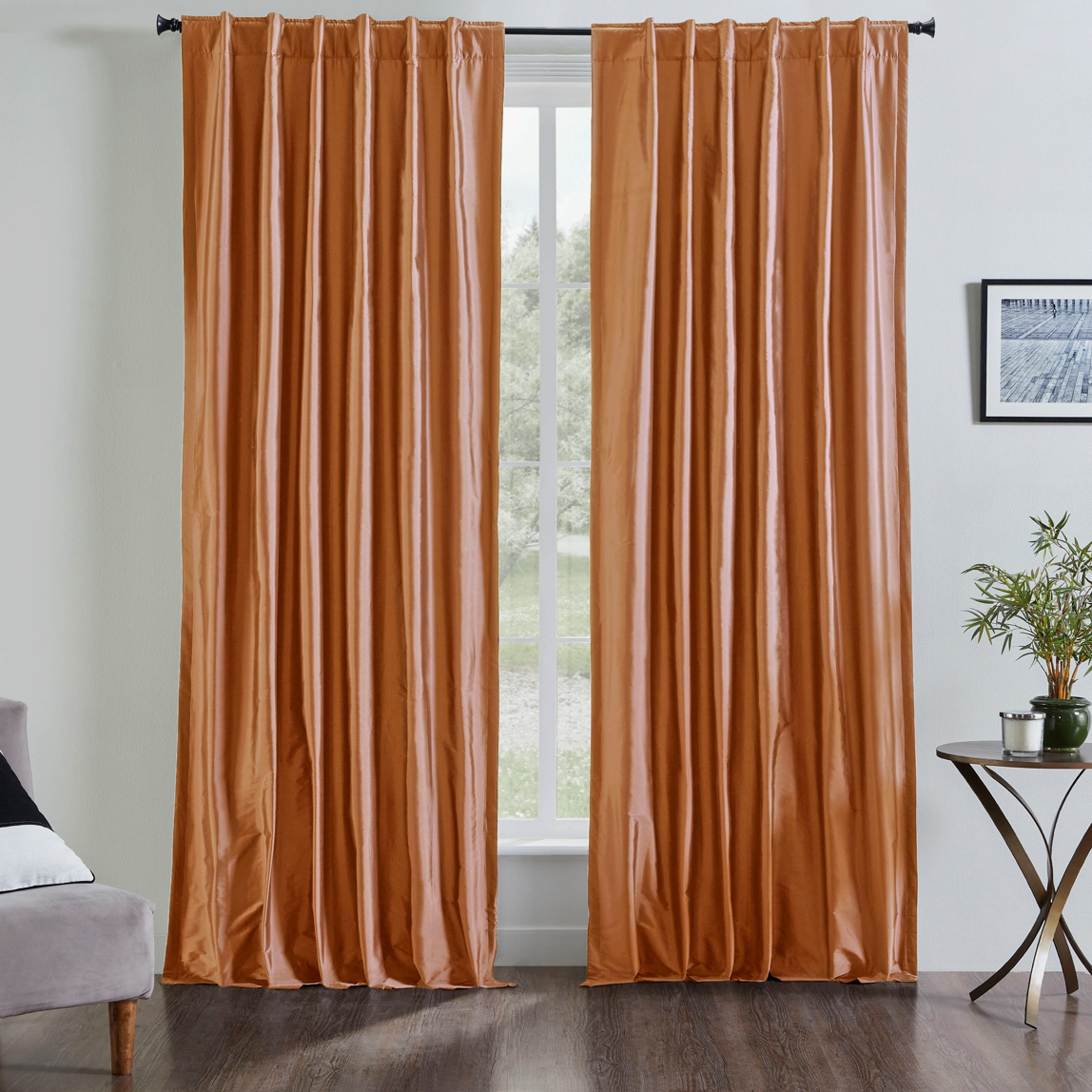 Valencia Solid Faux Silk Taffeta, Curtain Panel