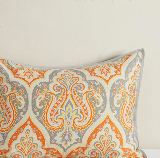 Paisley Boho Comforter Set, Orange