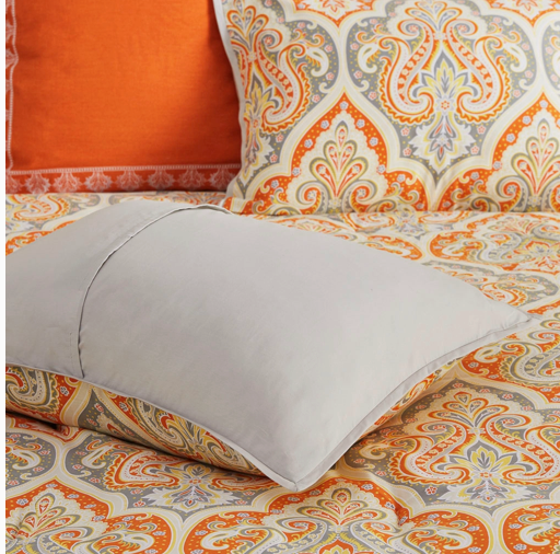 Paisley Boho Comforter Set, Orange