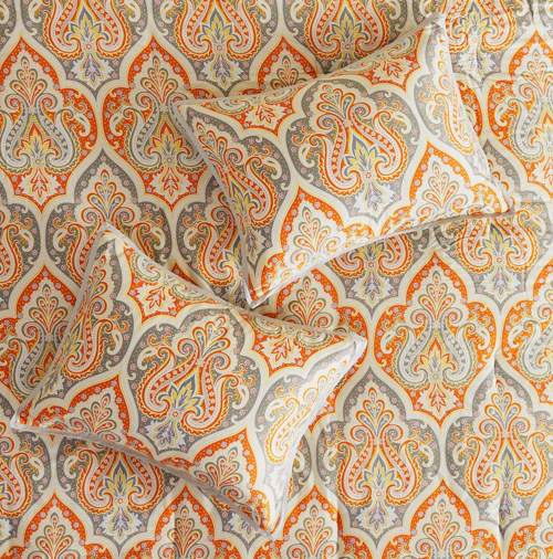 Paisley Boho Comforter Set, Orange