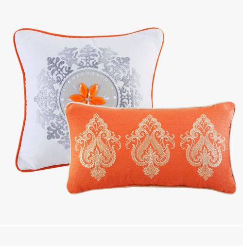 Paisley Boho Comforter Set, Orange