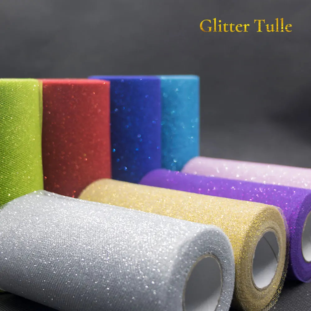 Silver Tulle Roll Tulle organza 25Yards Wedding Decoration Gold Sequin Laser Sparkly Glitter Sequin Tulles Mesh Party Supplies