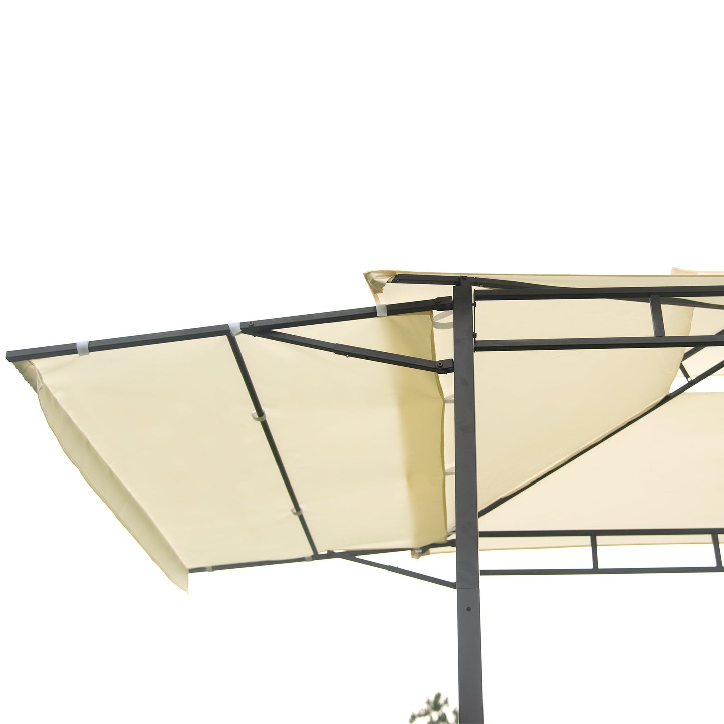 TOPMAX 12x4.3Ft Iron BBQ Grill Gazebo with Bar Counters (Beige)-12